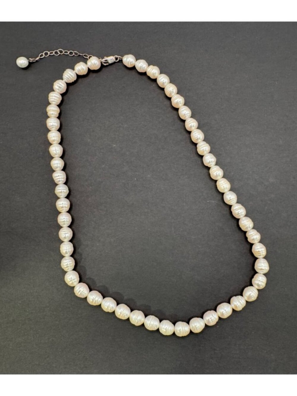 925 Sterling Silver Baroque Pearl Necklace 8MM 16.5in Cream Ivory Strand - Picture 2 of 11